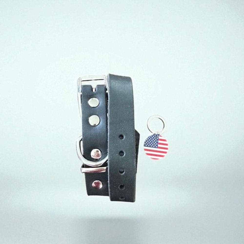 Handmade Small Black Leather Dog Collar Classic, Durable, Adjustable Dog Collar